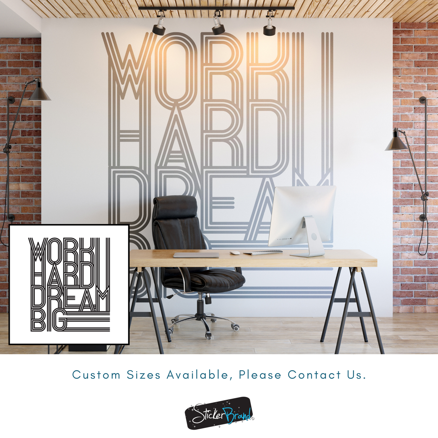 Work Hard Dream Big Motivational Wall Decal. Office Wall Quote. #6657