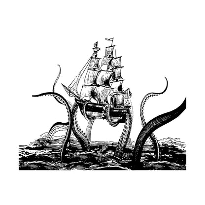Kraken Attacks. Octopus Attack Sailboat Wall Decal Sticker. #5345