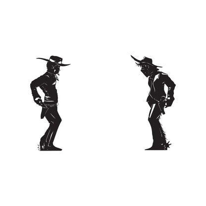 Wild West Decor. Sheriff and Outlaw Standoff Wall Decal Sticker. #6751