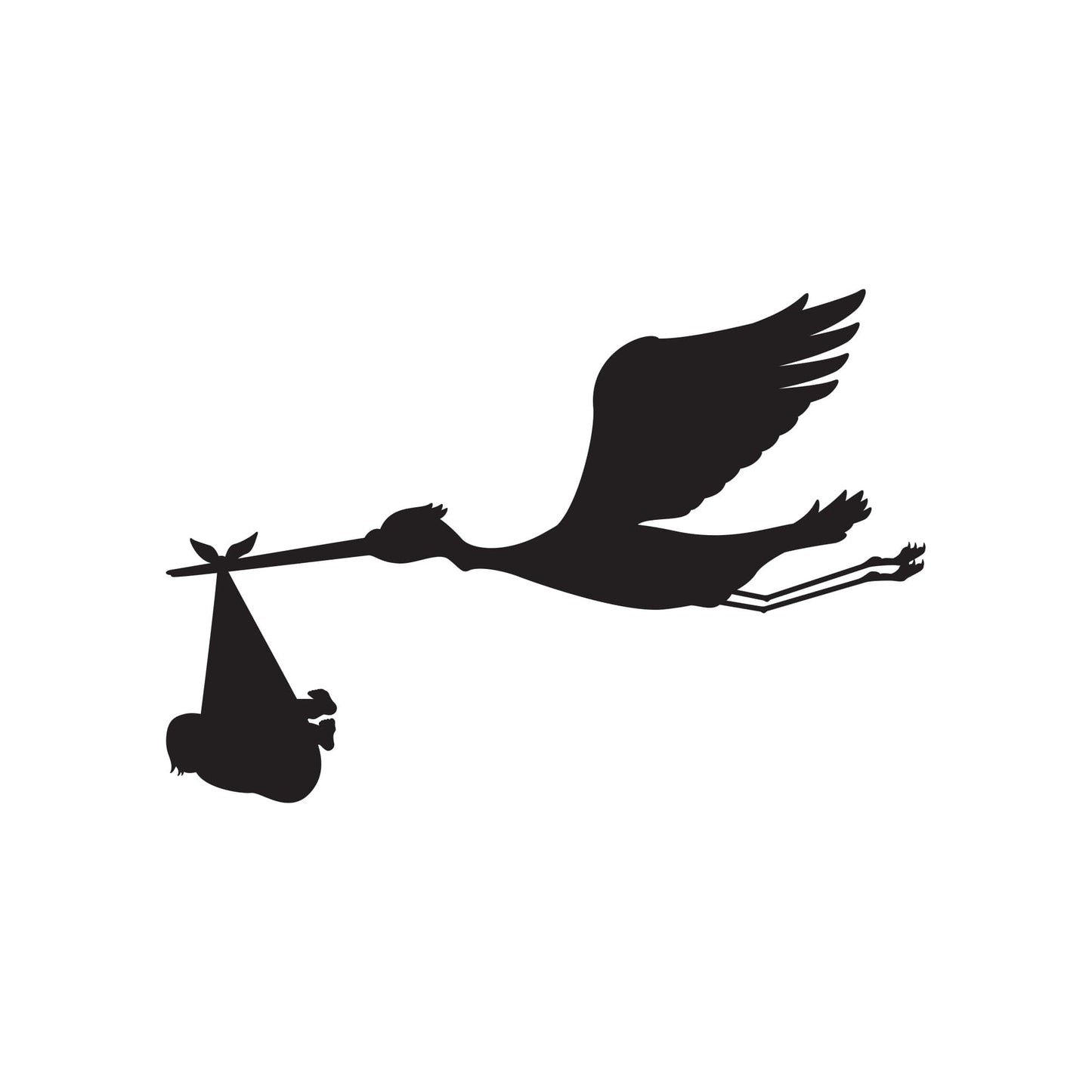 Stork Bird with Baby on Board Vinyl Wall Decal Sticker. #212
