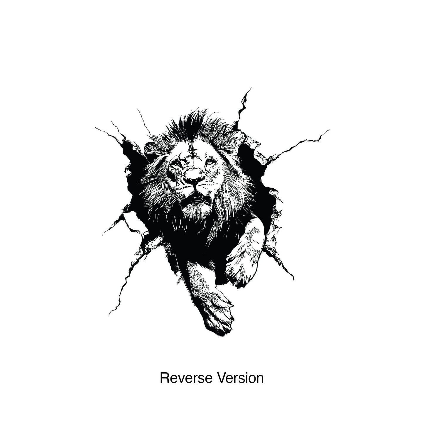 Lion Breaking Through Wall Decal Sticker. #6943