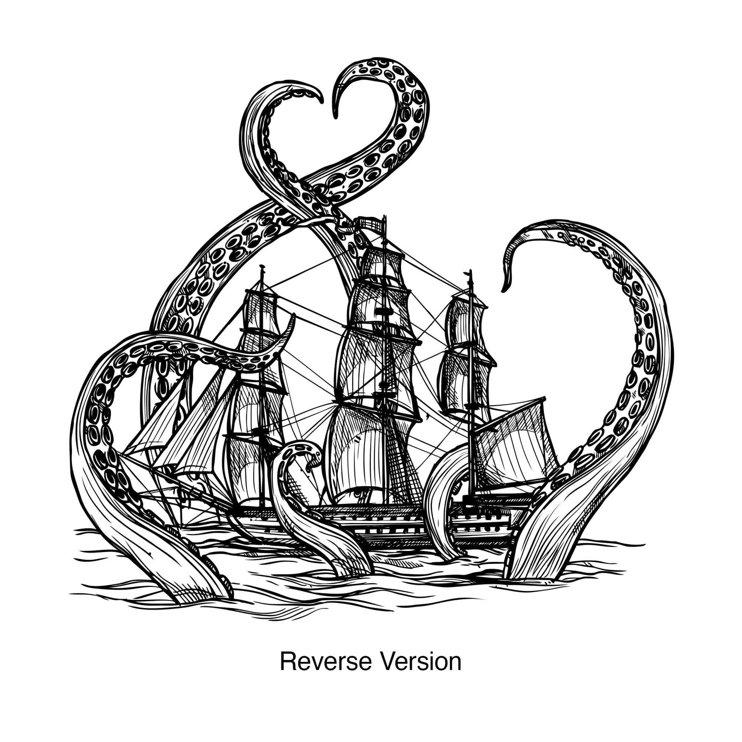 Adventure with Kraken Attacking Ship Wall Decal Sticker. #6784
