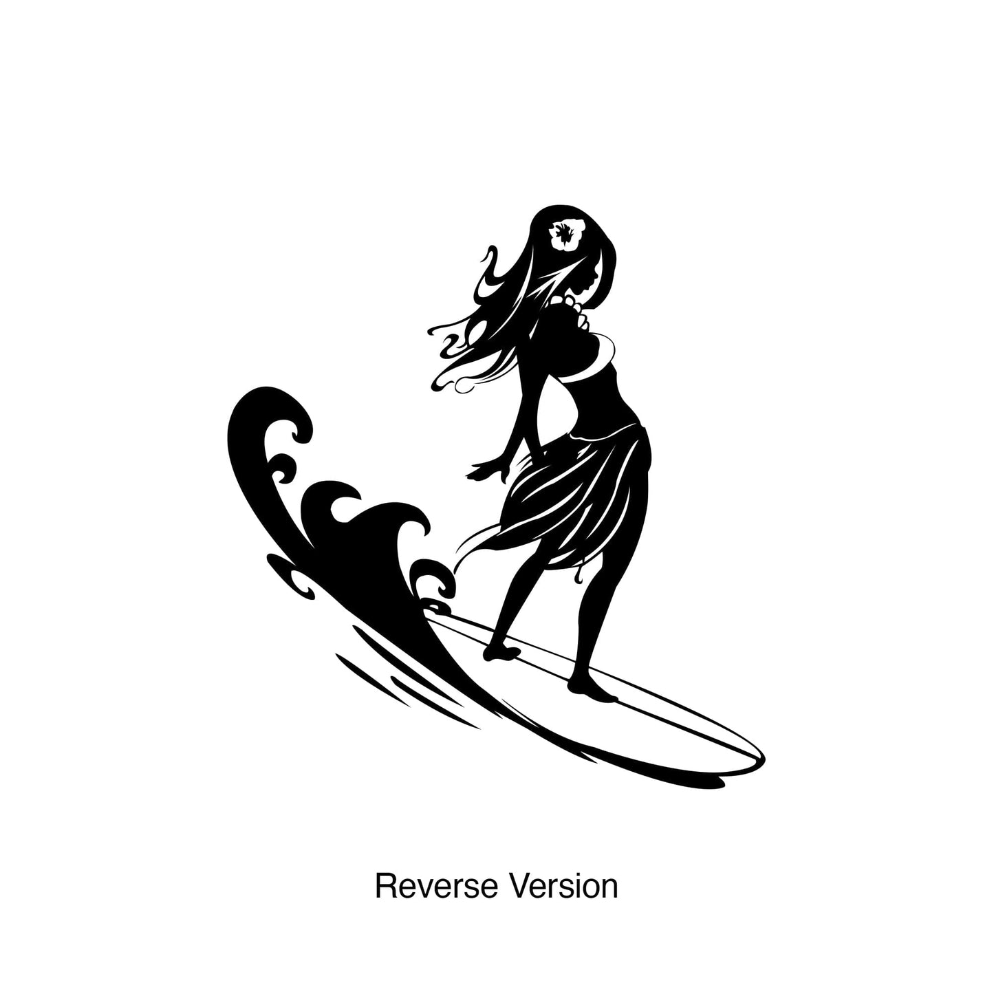 Hawaiian Hula Girl Surfer Vinyl Wall Decal Sticker. #1280