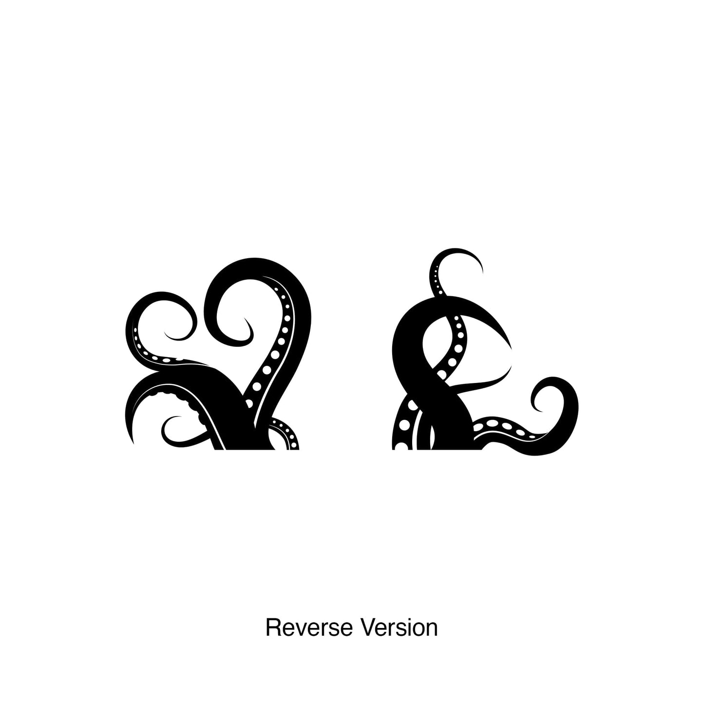 A black octopus tentacle decal on a white background.