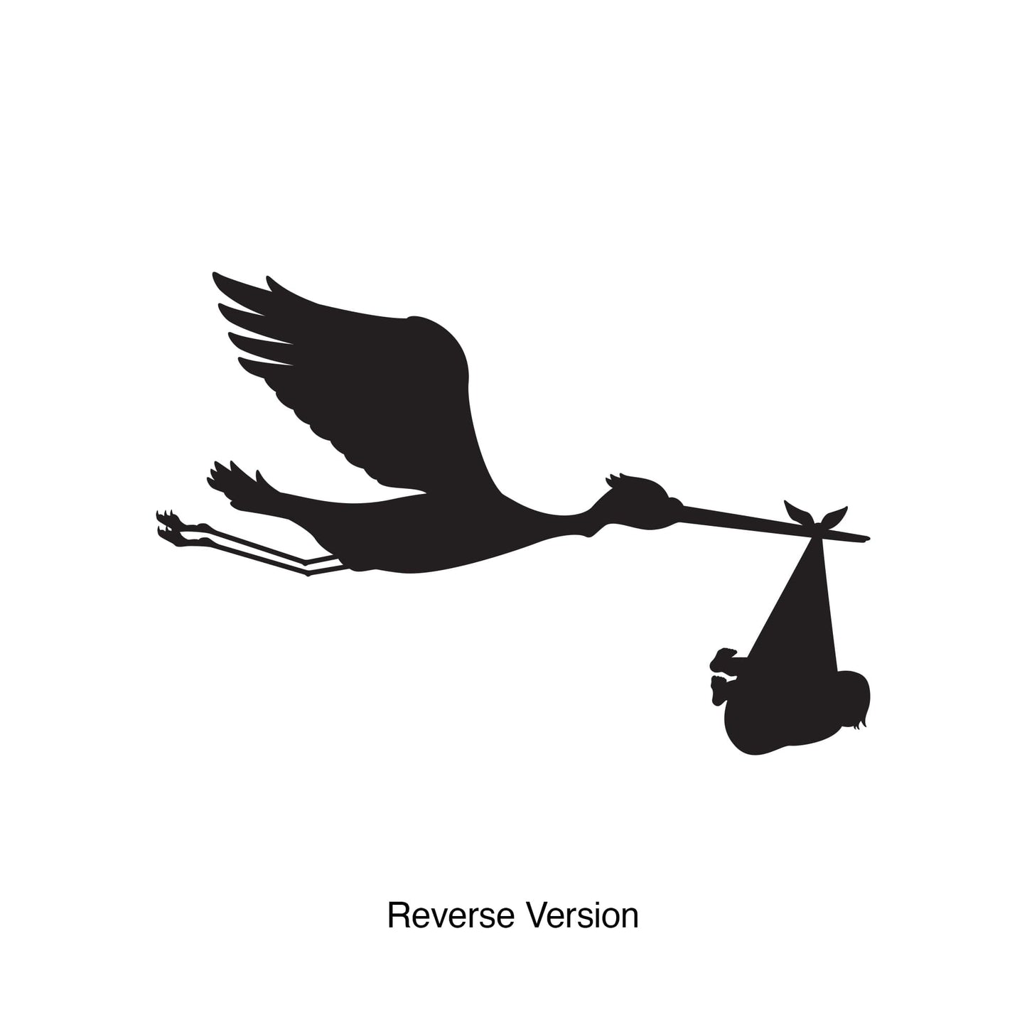 Stork Bird with Baby on Board Vinyl Wall Decal Sticker. #212