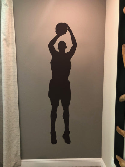 Basketball Player Shooting at the Hoop Vinyl Wall Decal Sticker. #339