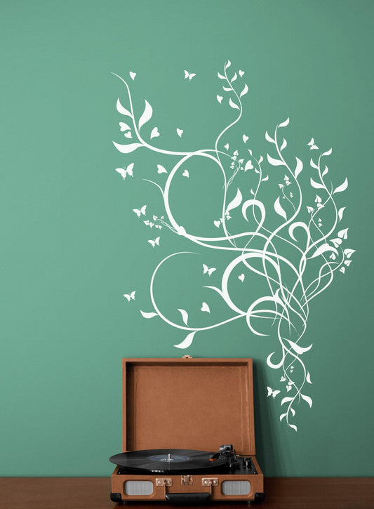 Wildflower Wall Decal with Butterflies. #478
