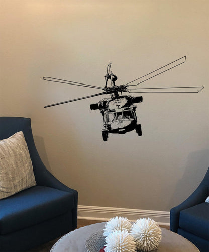 Black Hawk Military Helicopter Wall decal sticker. Army Helicopter Wall Art. #5055