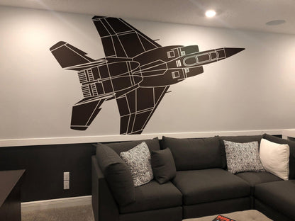 F15 Fighter Jet Wall Decal Sticker. USA, Army, Air Force, Marine, Veterans Decor. #529