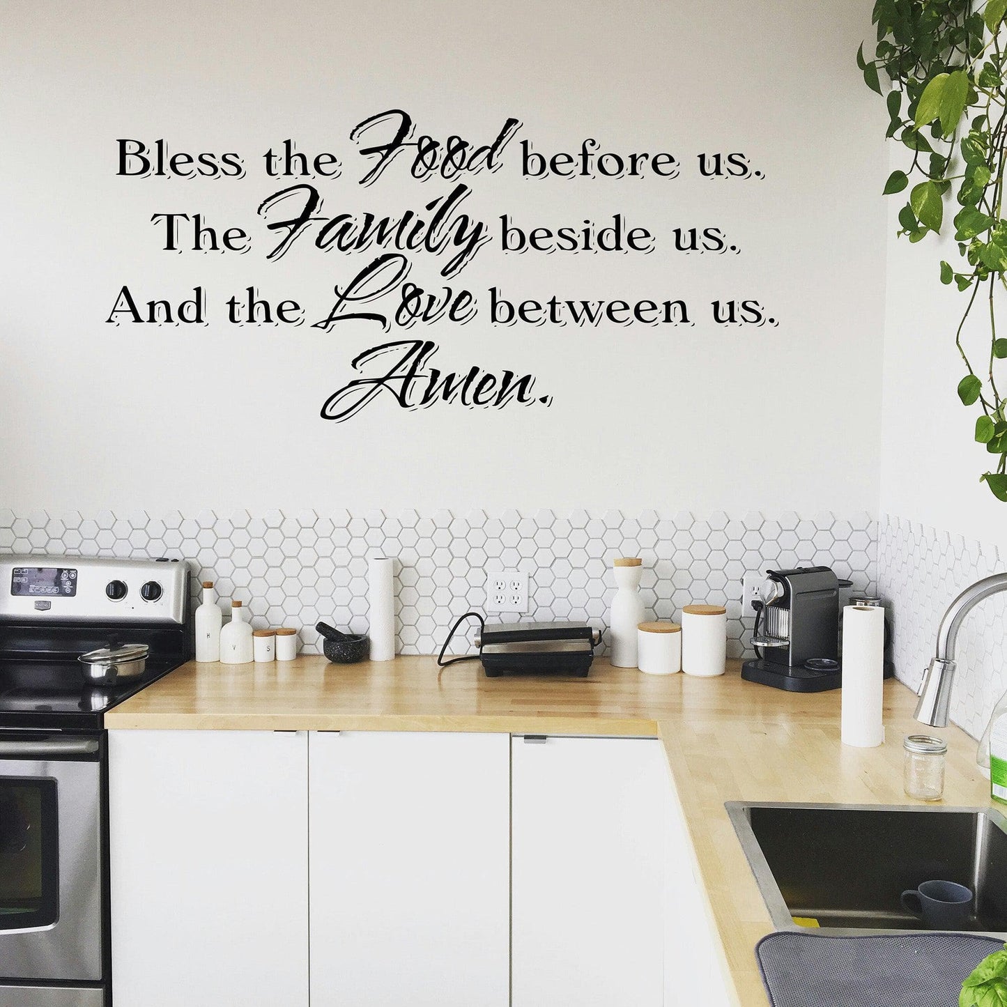 Dining Room Wall Quote Decal Sticker. Bless the Food Before Us... #5432