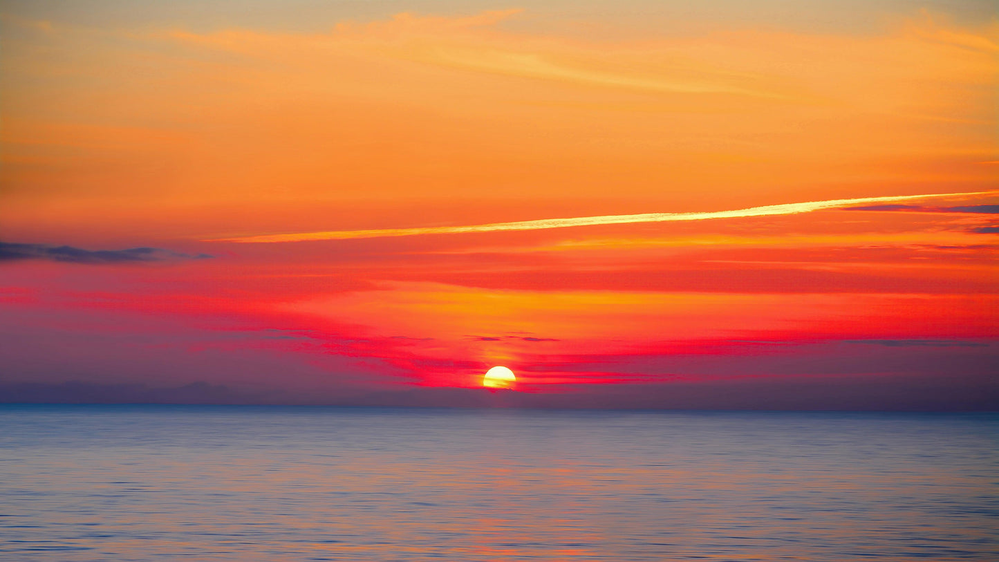 Red Sky Sunset over Beach Wall Mural Decal Sticker #6005