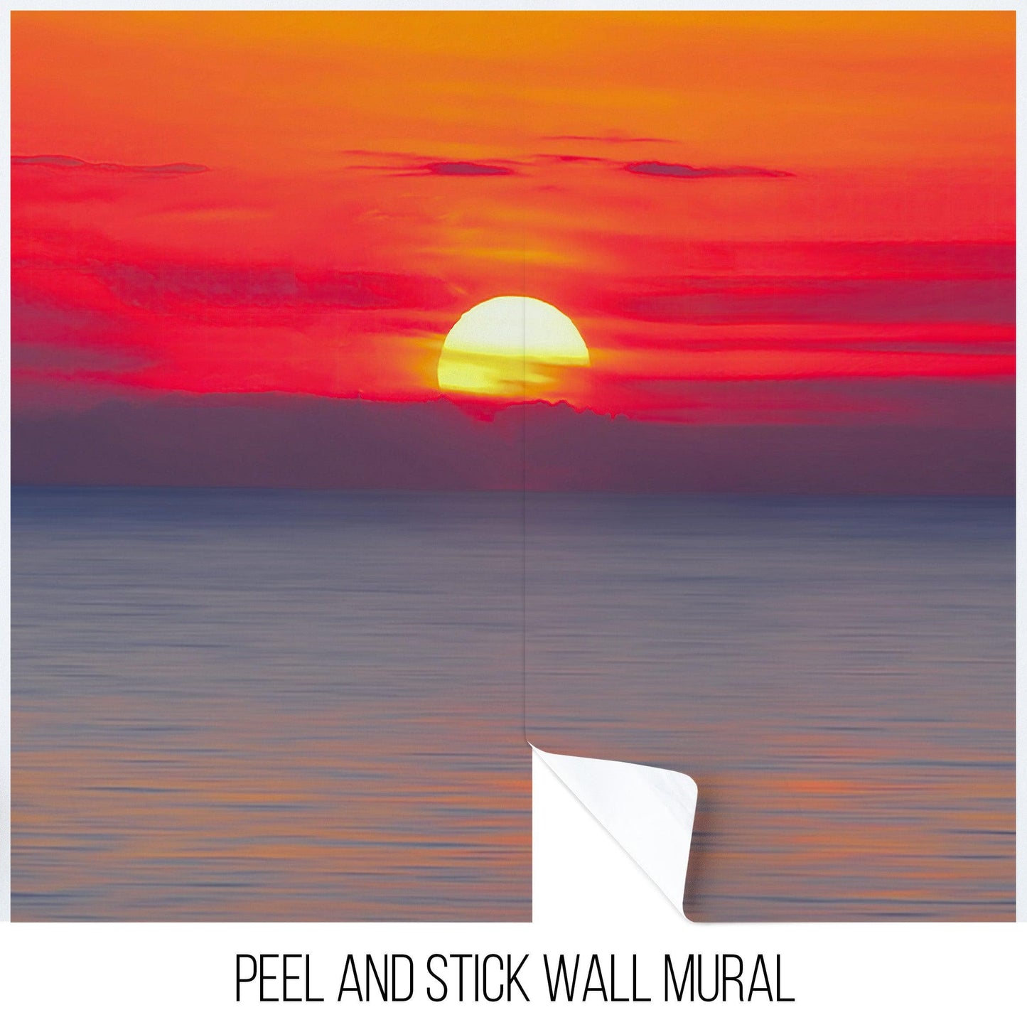 Red Sky Sunset over Beach Wall Mural Decal Sticker #6005