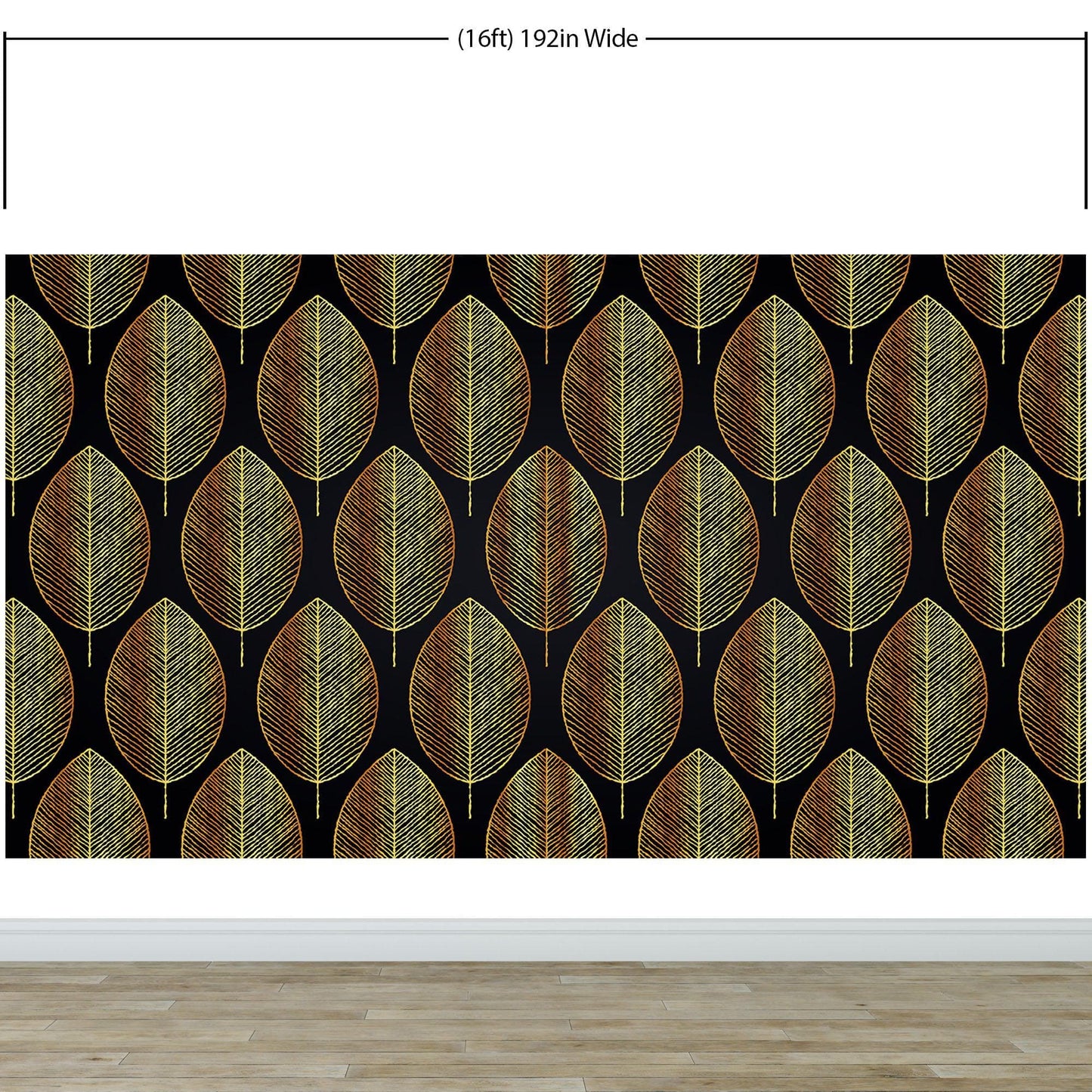 Gold Leave Autumn Pattern Peel and Stick Wallpaper | Removable Wall Mural #6217