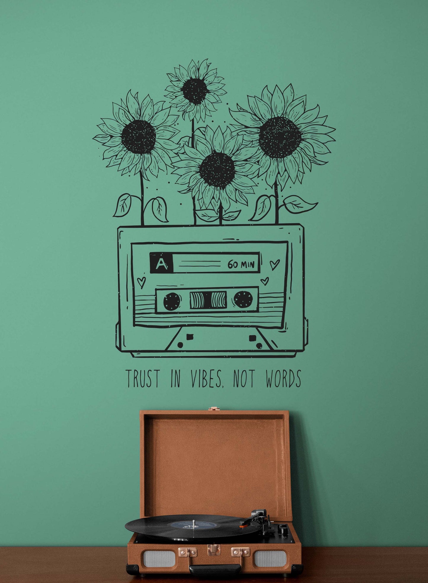 Music Vibes Wall Decal - 'Trust in Vibes, Not Words' - Perfect for Music Rooms and Studios #6556