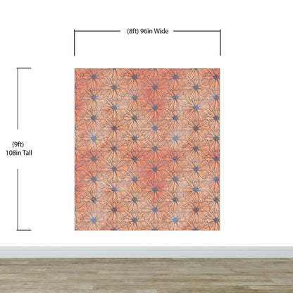 Flower Wallpaper - Botanical Wallpaper - Wildflower Nature Pattern - Floral Peel and Stick Wall Mural. Peach Color Blossom Flower Mural. #6559
