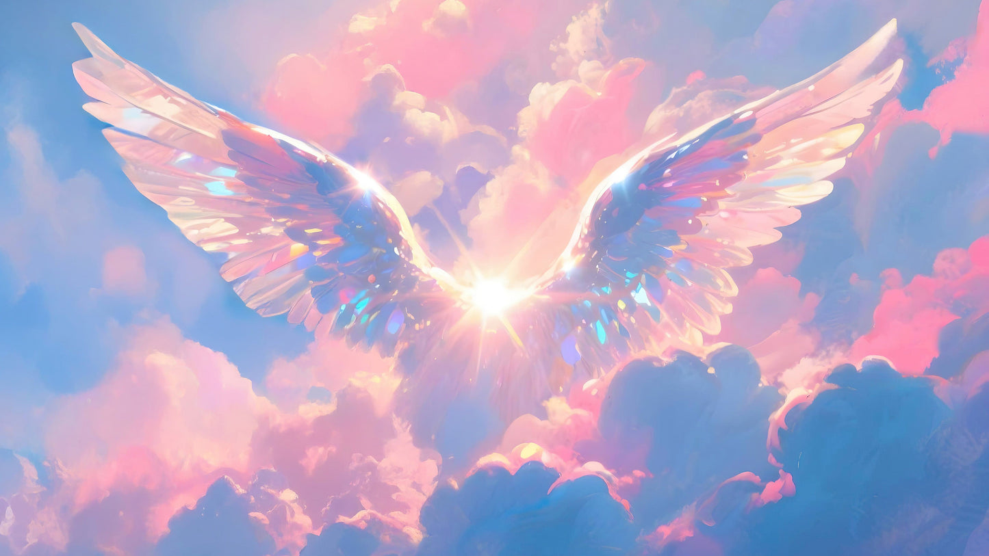 Angel Wings Over Clouds Wallpaper Mural. #7019