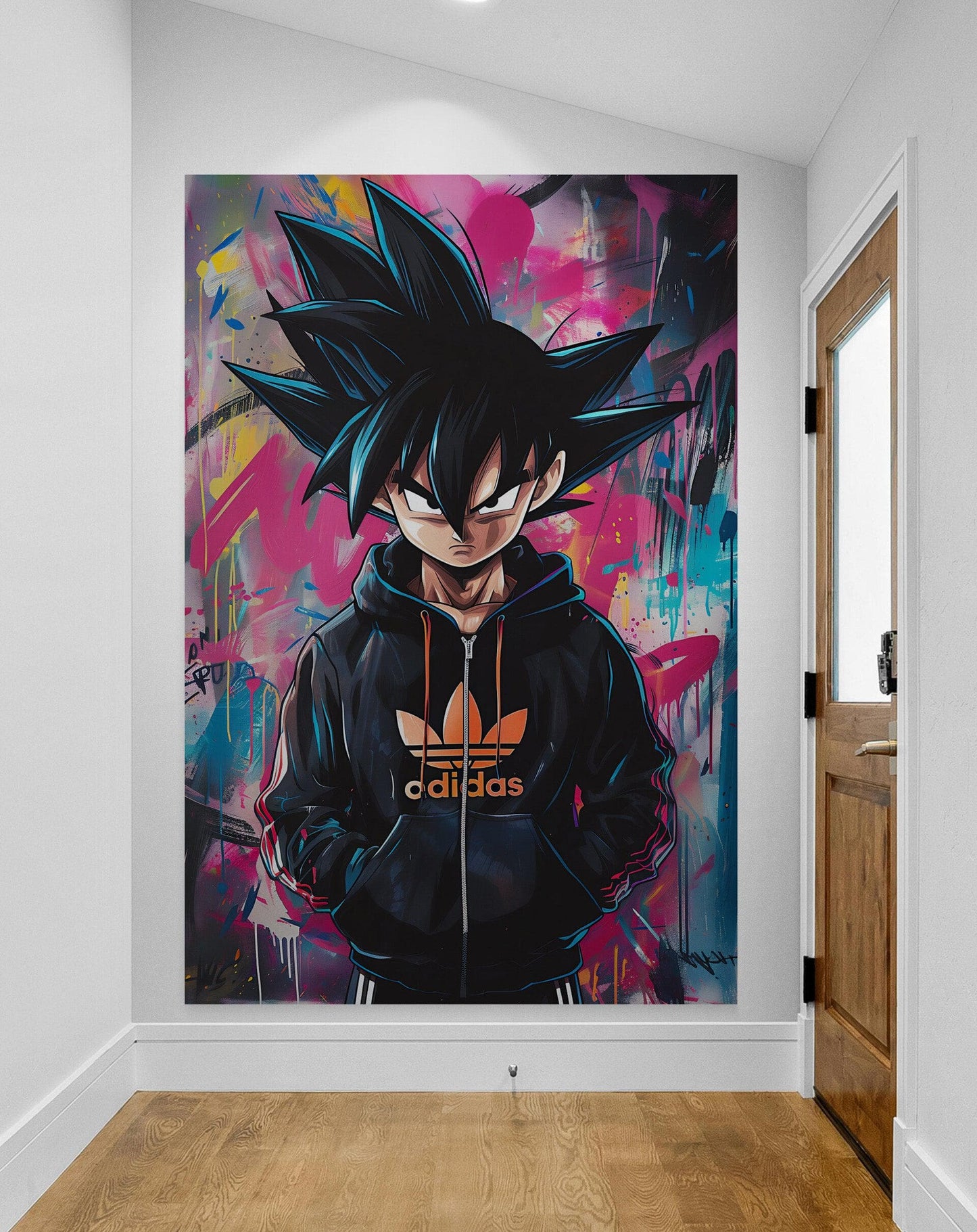 Colorful Goku Urban Graffiti Anime Wall Mural. #A1017