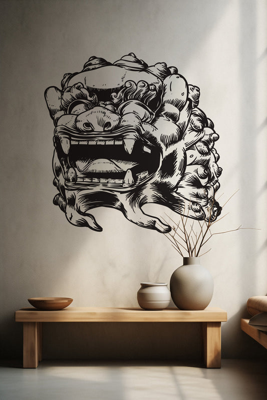 Asian Chinese Foo Dog Statue Vinyl Wall Decal Sticker. #315