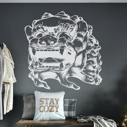 Asian Chinese Foo Dog Statue Vinyl Wall Decal Sticker. #315