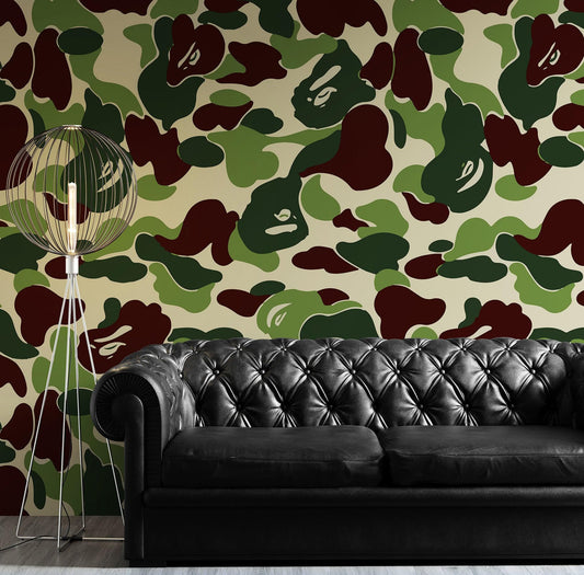 Bape Camo Wallpaper Mural. Green Camo Streetwear Hype Beast Aesthetics. #6662