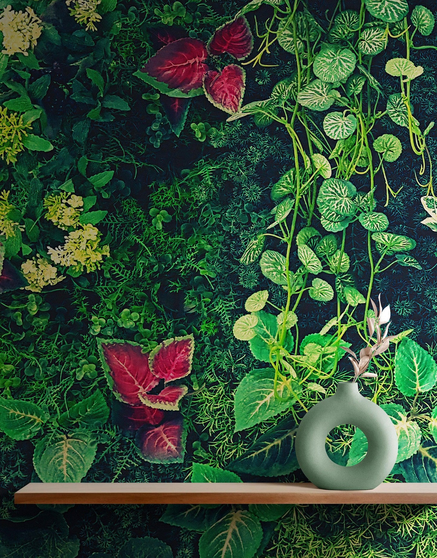 Greenery Jungle Bush Wallpaper Mural. Tropical Leaves / Fern Wallpaper. #6765