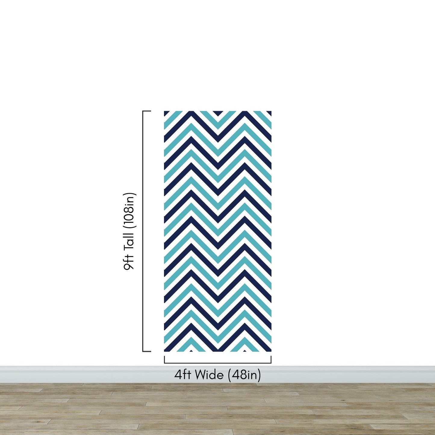 Seaside Chic Decor. Navy Blue and Teal Chevron Pattern Wallpaper. #6222