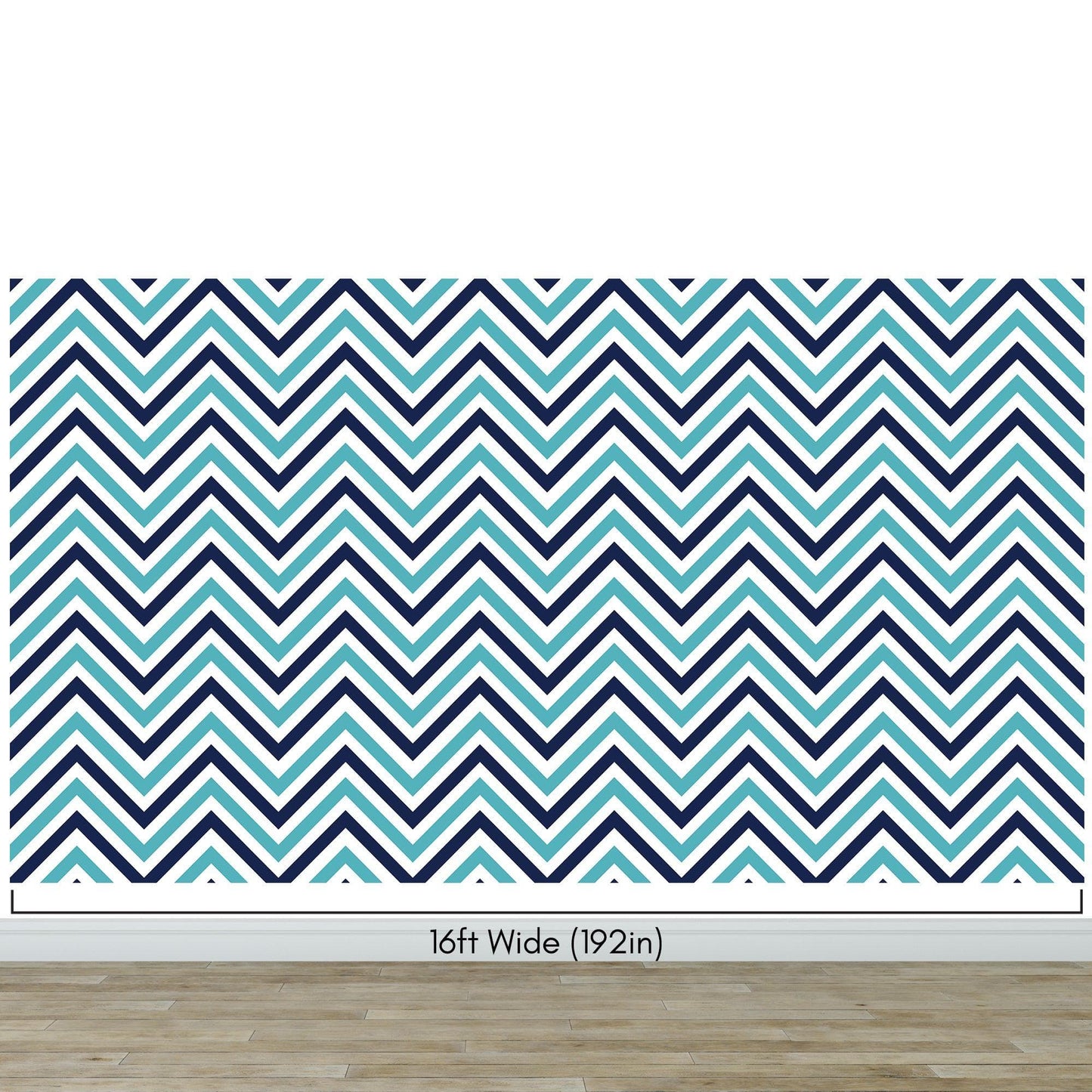 Seaside Chic Decor. Navy Blue and Teal Chevron Pattern Wallpaper. #6222
