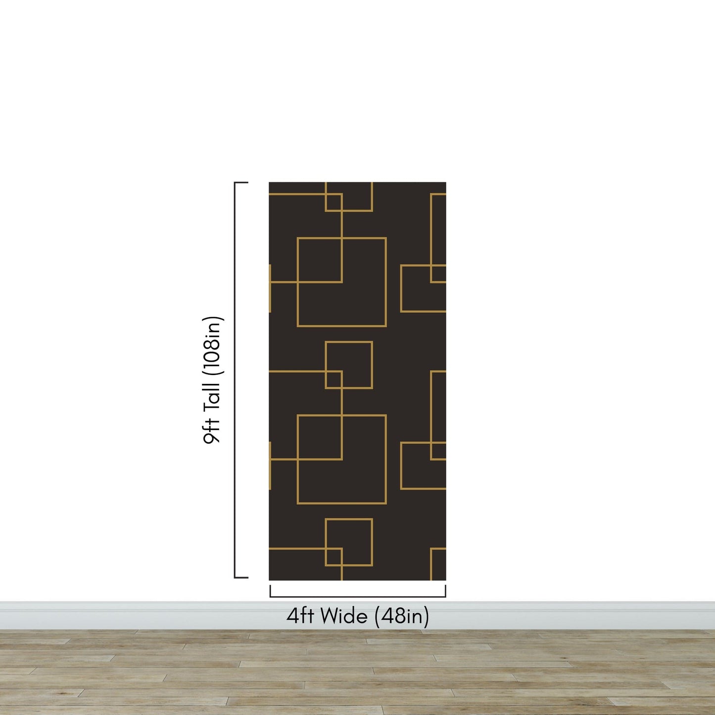 Dark Brown and Gold Square Geometric Pattern Peel and Stick Wallpaper | Removable Wall Mural #6215