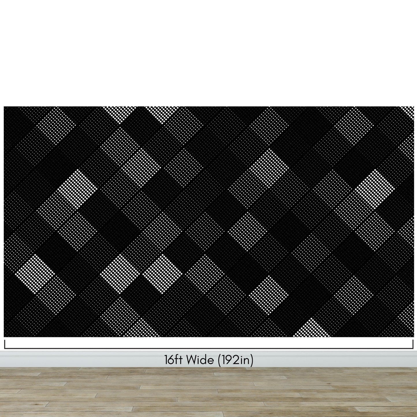 Modern Black and White Polka Dot Peel and Stick Wall Mural. #6964