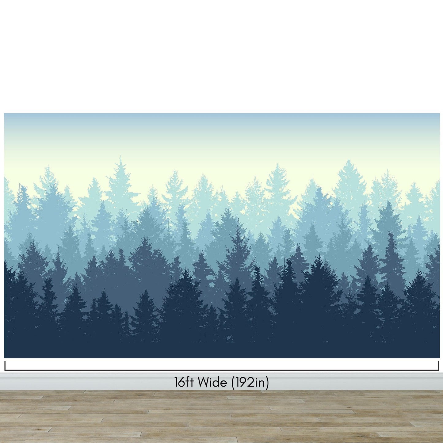 Misty Forest Wallpaper. Blue Pastel Color Mural #6772