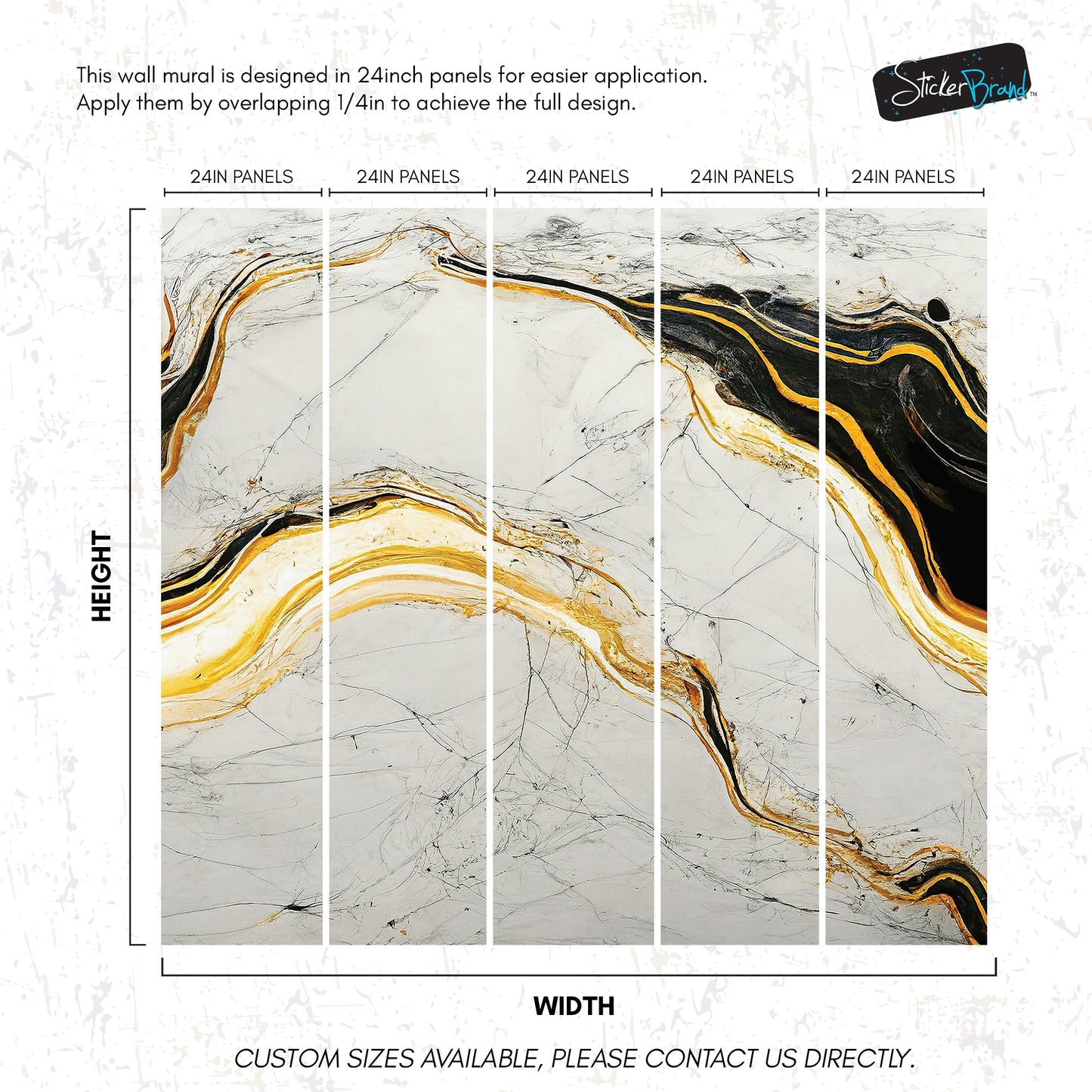 Luxurious Marble Wallpaper. Gold and Black Marble Slate Wall Mural. #6735