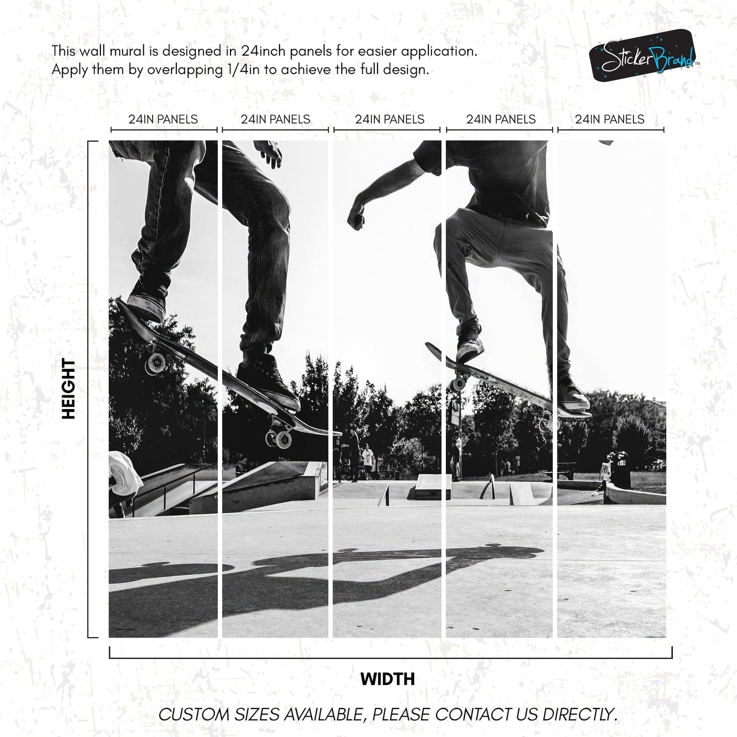 Skateboard Urban Park. Black and White Wall Mural. #7056