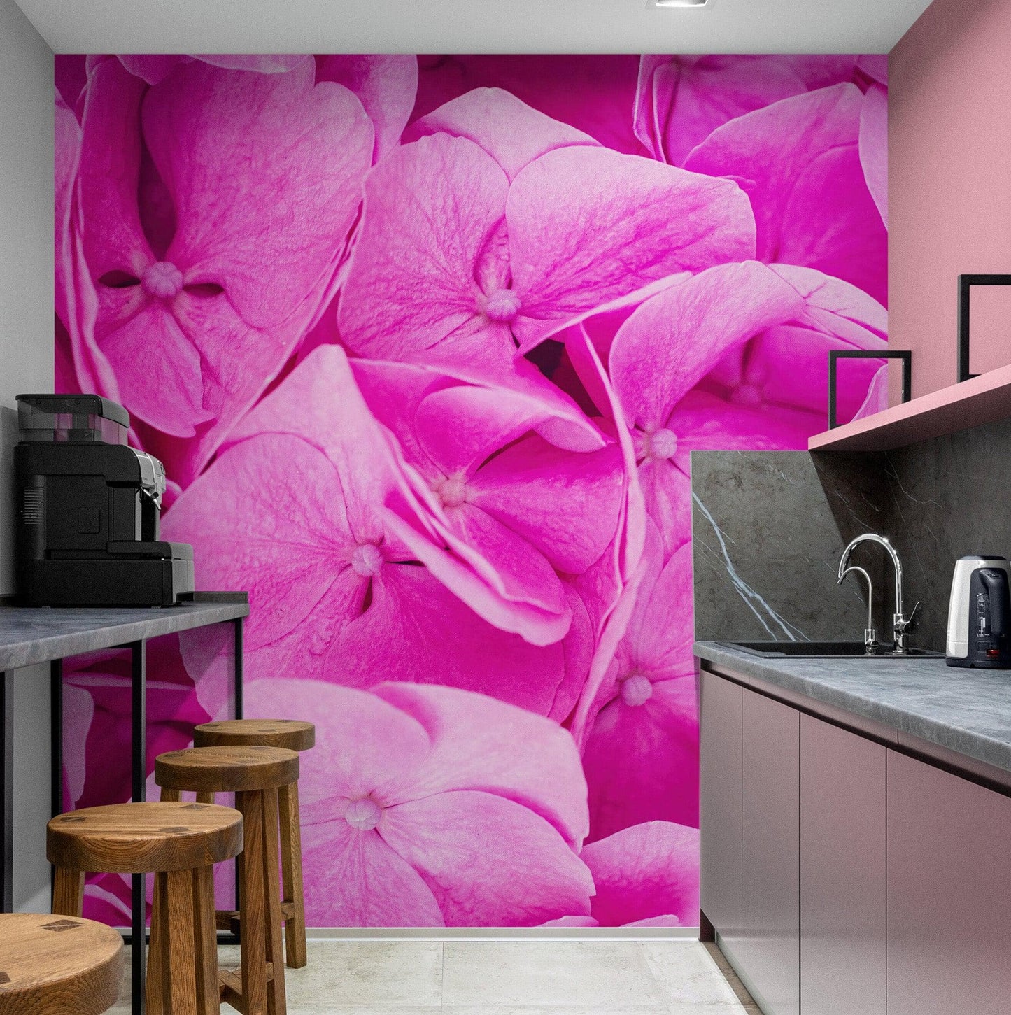 Pink Flowers Floral Wallpaper Mural. #6776