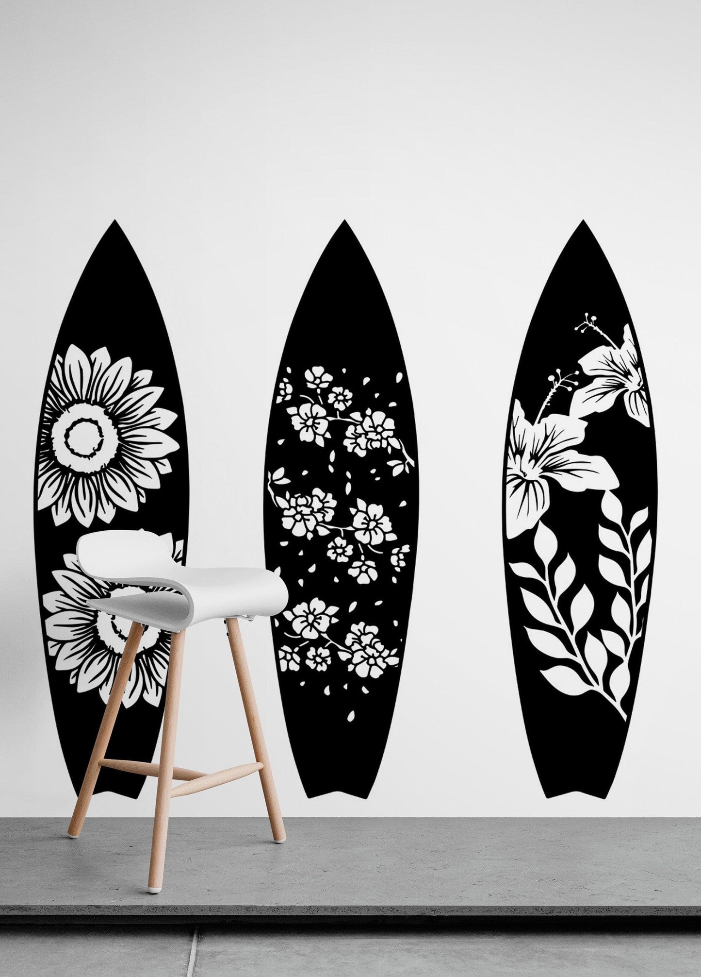 Surfboards Wall Decal Sticker. Floral Pattern Surfboards. #6682