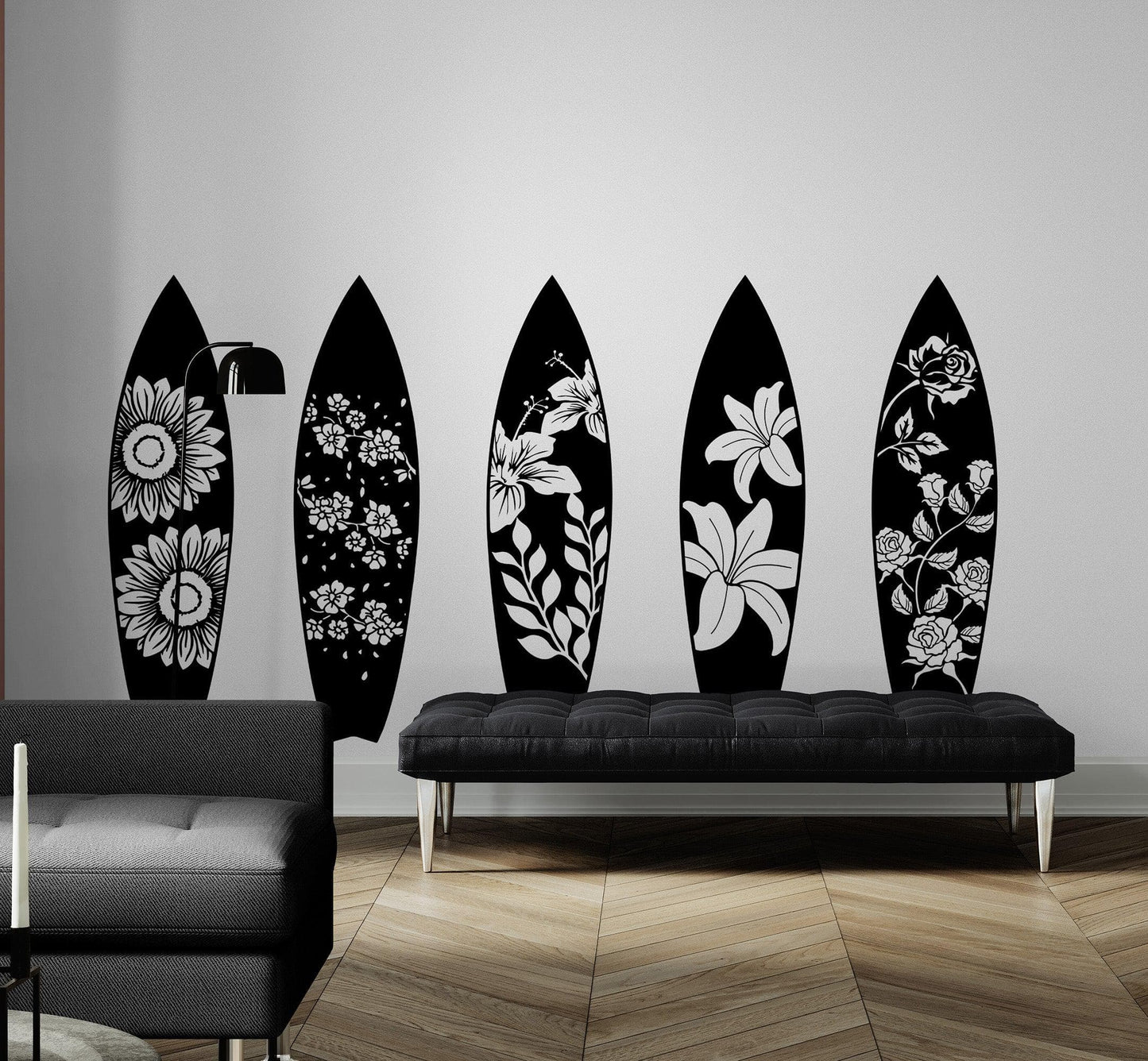 Surfboards Wall Decal Sticker. Floral Pattern Surfboards. #6682