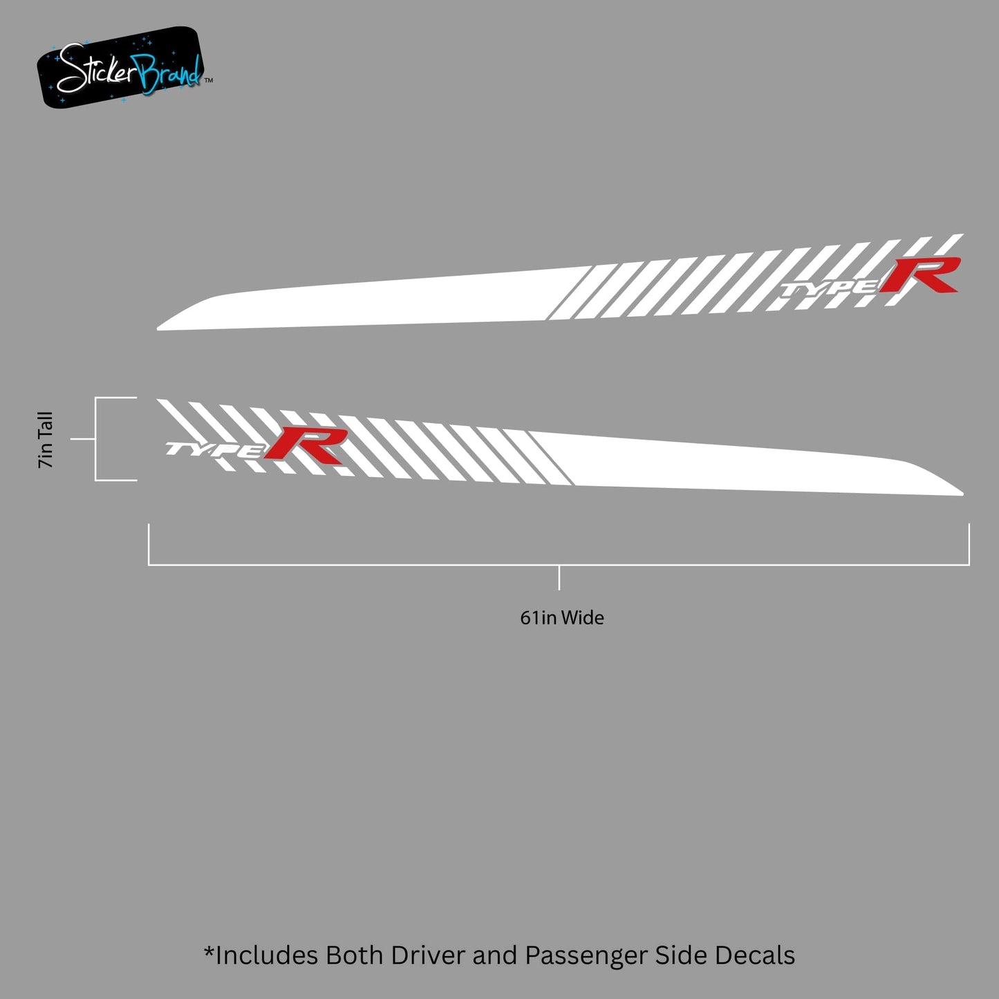 Honda Civic Type R Sticker Decal. Racing Stripes. #6803