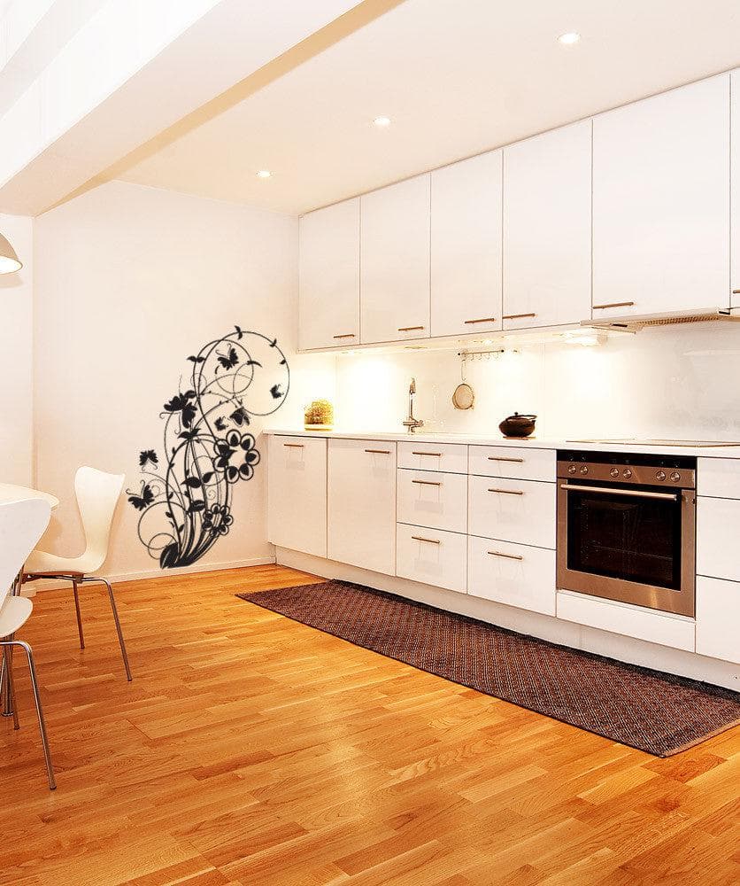 Vinyl Wall Decal Sticker Flower Butterfly Swirl #1011