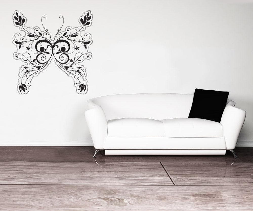 Vinyl Wall Decal Sticker Floral Design Butterfly #1012