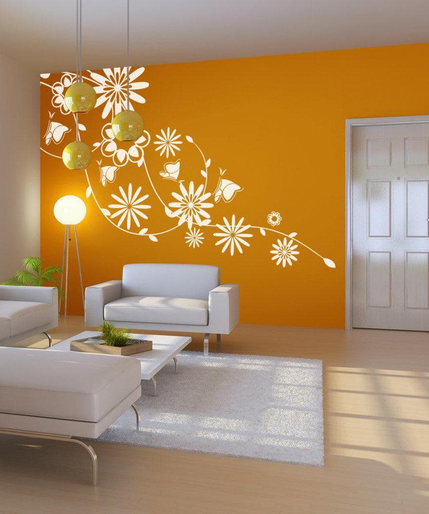 Spring Time Flower Floral Vine Wall Decal Sticker. #1021
