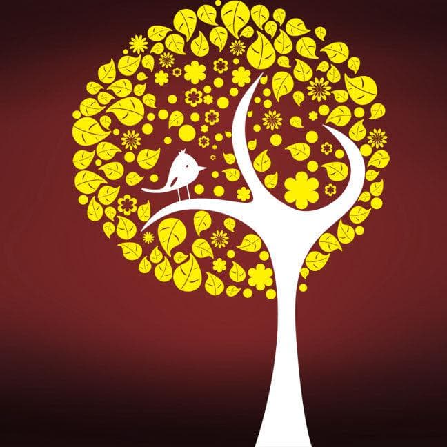 Vinyl Wall Decal Sticker Stylish Tree with Leaves Bird #269