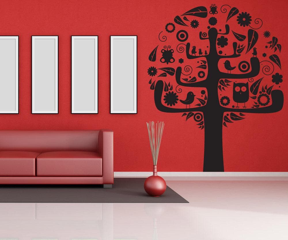 Vinyl Wall Decal Sticker Abstract Bird Tree #1024