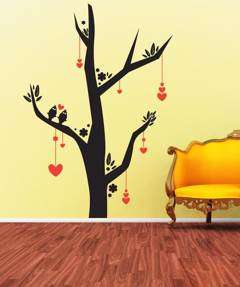 Vinyl Wall Decal Sticker Dangling Heart Tree #1026