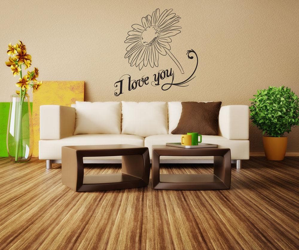 Vinyl Wall Decal Sticker I Love You Daisy #1051