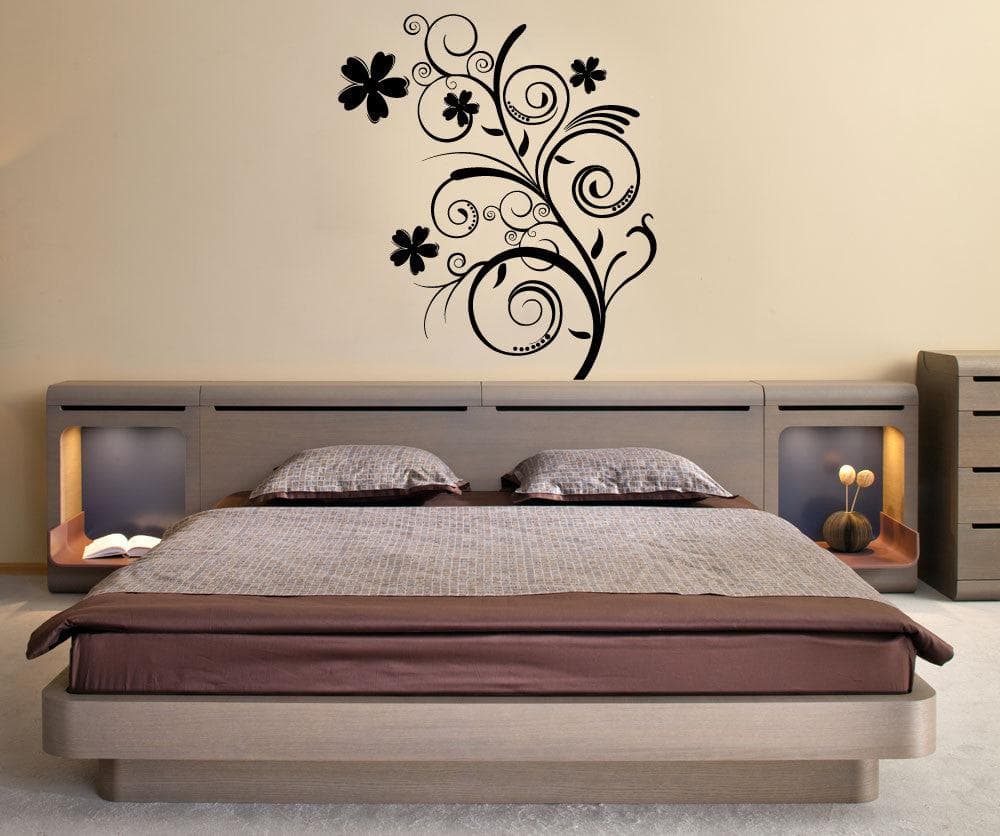 Vinyl Wall Decal Sticker Curly Flower Plant #1082