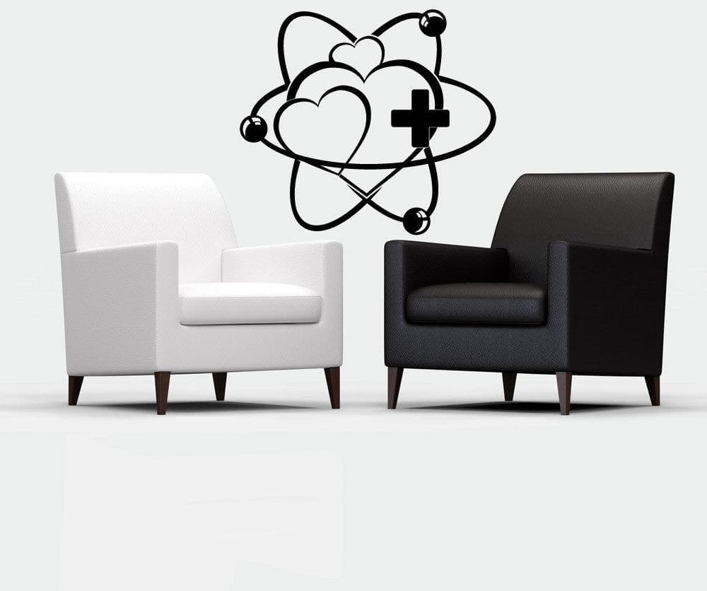 Science Love Vinyl Wall Decal Sticker. Molecule and Hearts. #1093