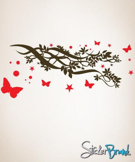 Butterfly Stars Branch Vinyl Wall Art Decal Sticker. #109