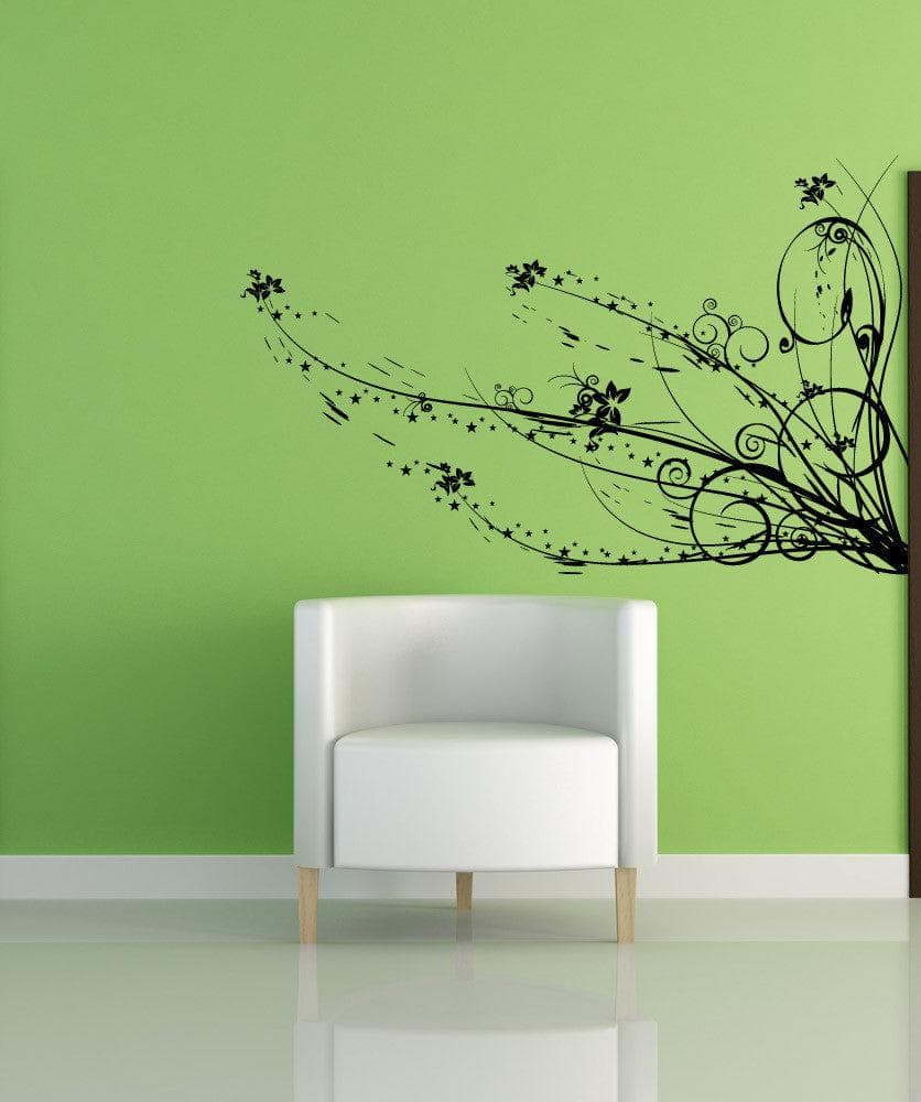 Vinyl Wall Decal Sticker Star Plant Swirl #1104