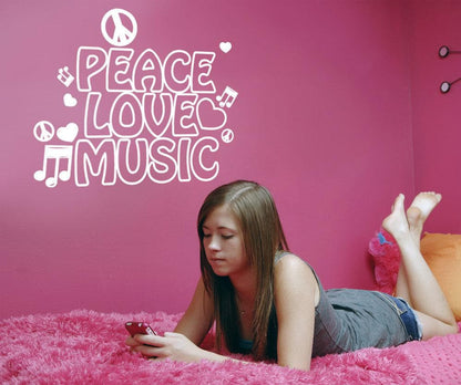 Vinyl Wall Decal Sticker Peace Love and Music #1107
