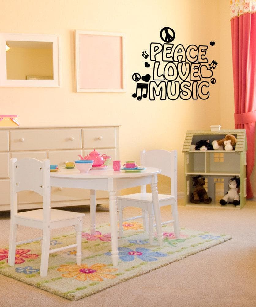 Vinyl Wall Decal Sticker Peace Love and Music #1107