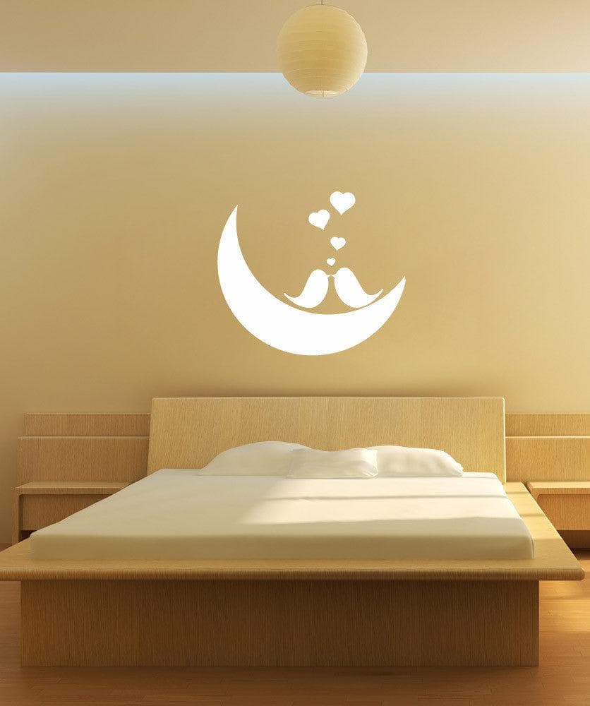 Vinyl Wall Decal Sticker Love Birds on the Moon #1147